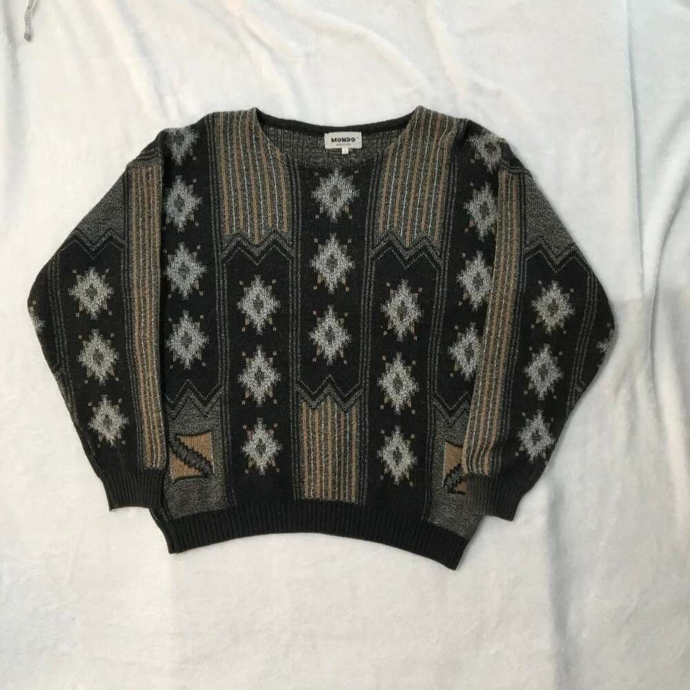 Mondo Vintage Italian Knit Geometric Sweater Size L 52